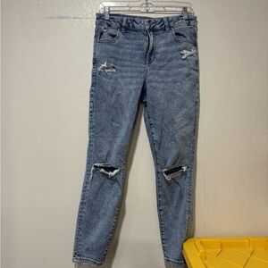 American Eagle Outfitters Light Blue Distressed Straight Leg Jeans